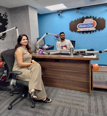 Dr. Sonia during an interview at Radio City studio